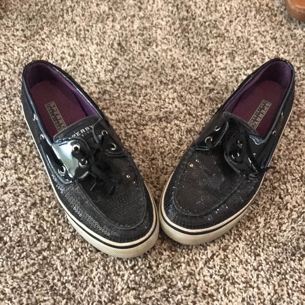 Black Sequin Sperrys
